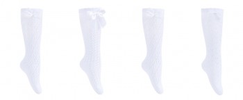 Podkolanówki ażurowe z kokardą