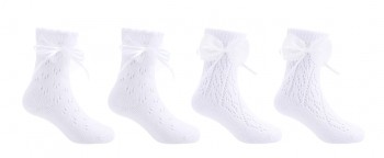 Skarpety ażurowe z kokardą